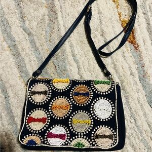 Chico's Black Crossbody Bag with Colorful Beadwork